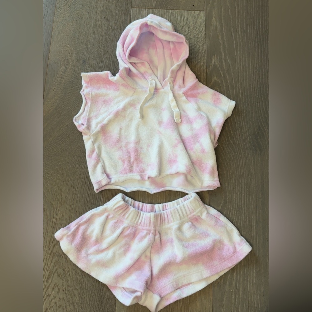 Flowers by Zoe Tie Dye Hoodie & Shorts Set Pink 2 Piece Outfit